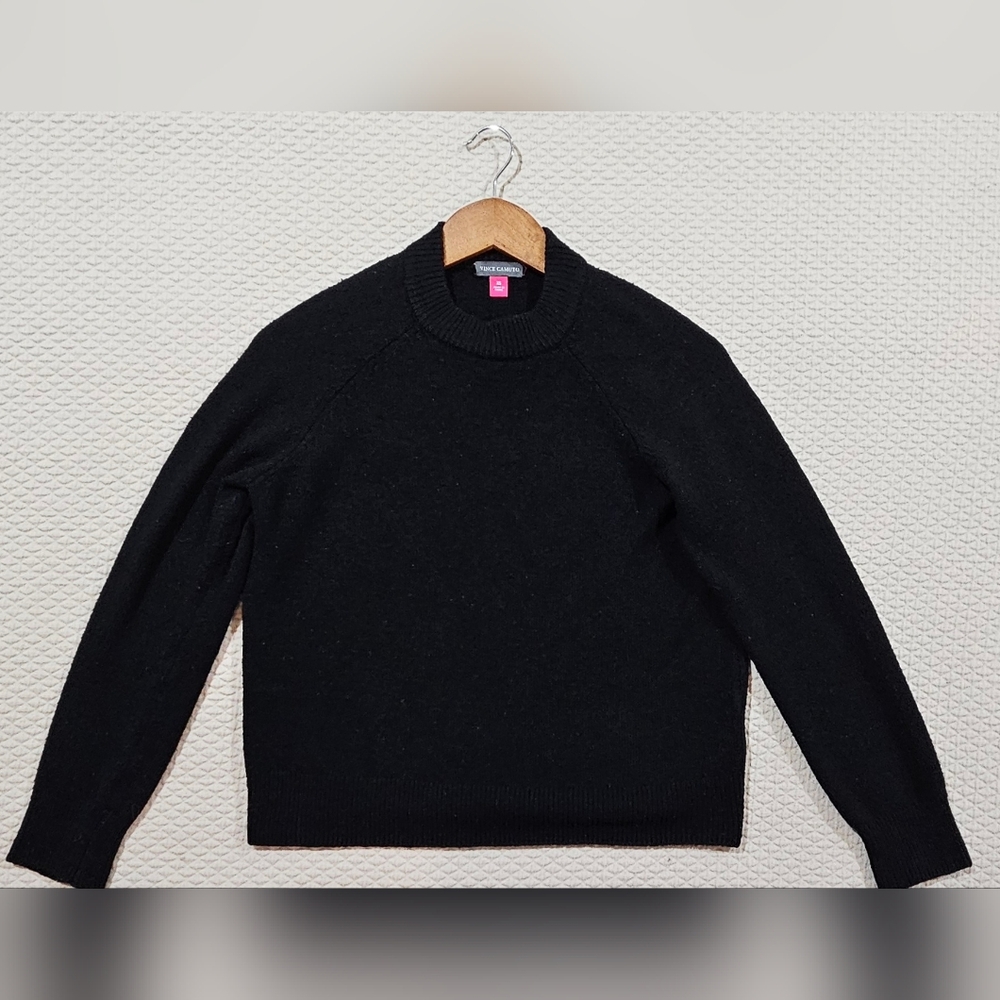 Vince Camuto Modern Black Crew Neck Knit Sweater Nordstrom Size XS